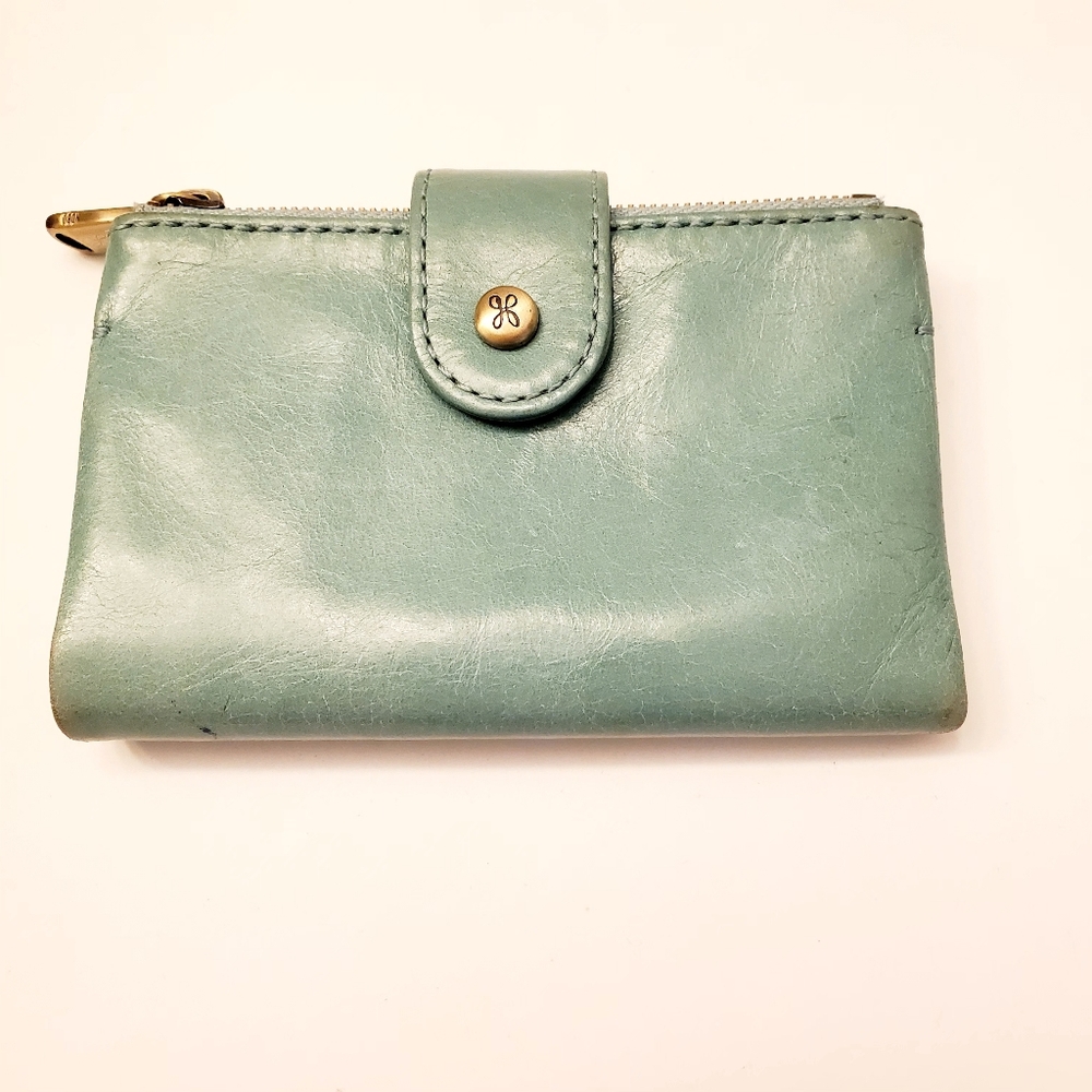 HOBO ladies Teal Green Leather Wallet, 3.5 By 5 Inches